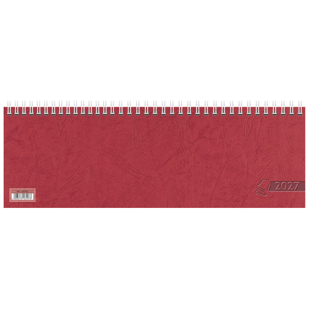 Querterminbuch 2027 | 297×105 mm, Karton, rot