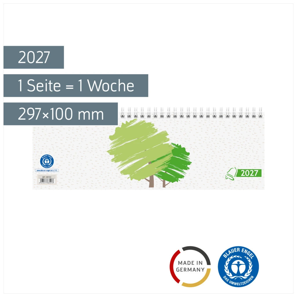 Querterminbuch 2027 „UWS“ | 297×100 mm, Karton