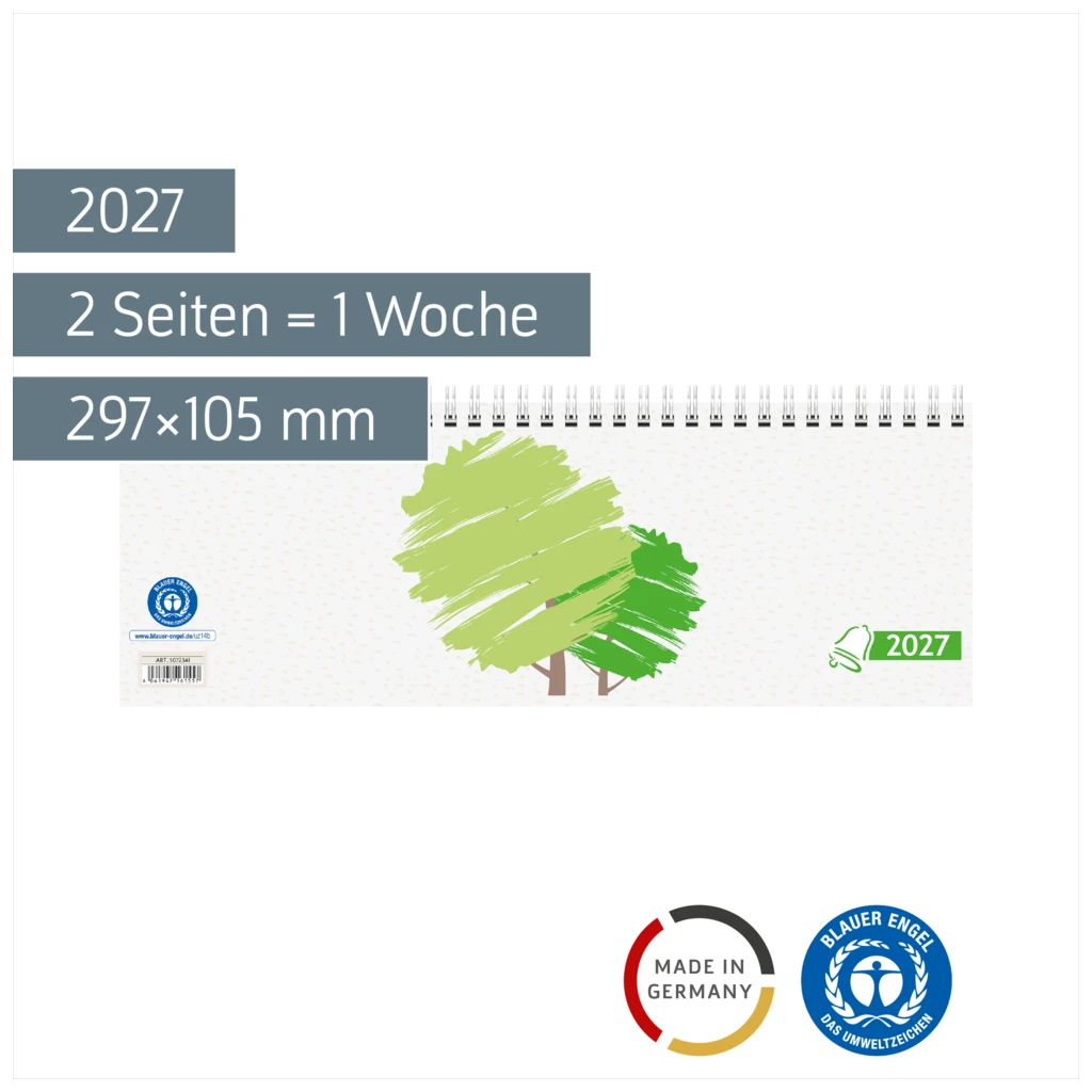 Querterminbuch 2027 „UWS“ | 297×105 mm, Karton