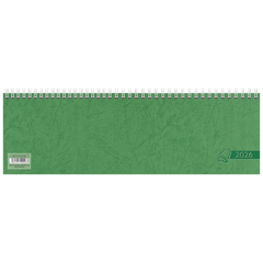 Querterminbuch 2026 | 326×102 mm, Karton, grün