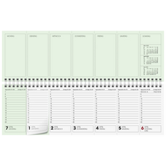 Querterminbuch 2026 | 326×102 mm, Karton, grün