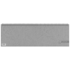 Querterminbuch 2026 | 420×137 mm, Karton, grau
