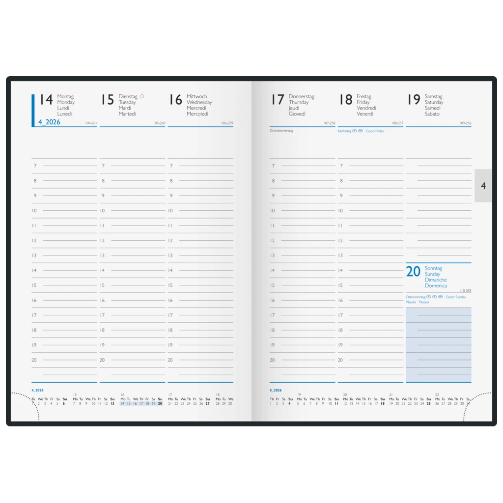 Buchkalender 2026 | A5, Kunststoff, schwarz