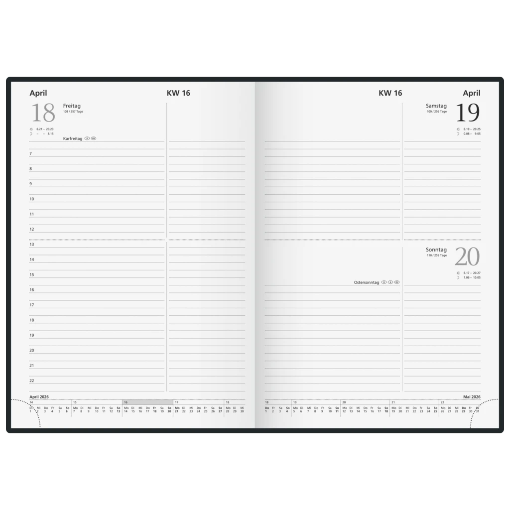 Buchkalender Mod. 795 62 2026 | A5, Kunststoff, schwarz