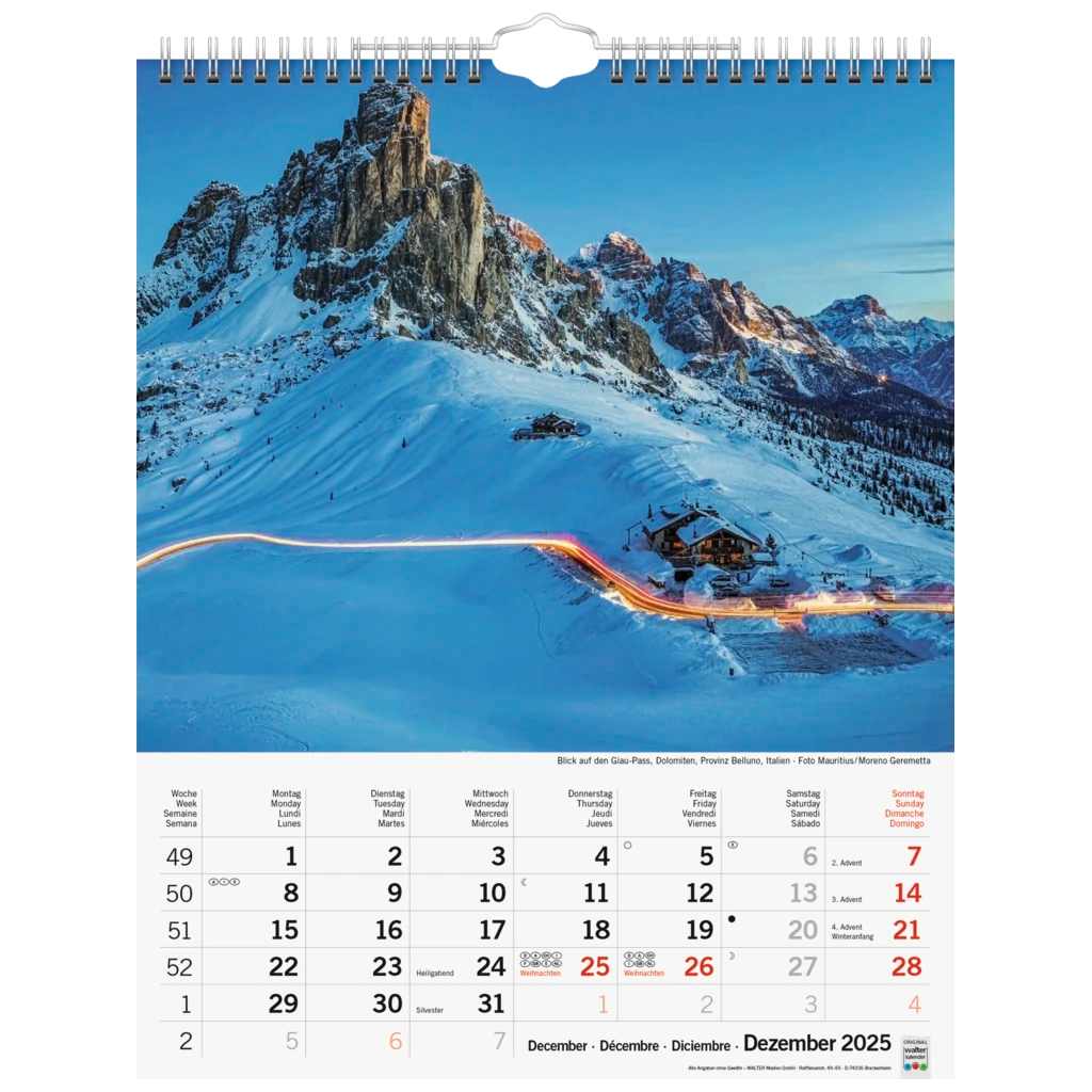 Bildkalender '25 „Sonnentage Alpen“ | 245×310 mm