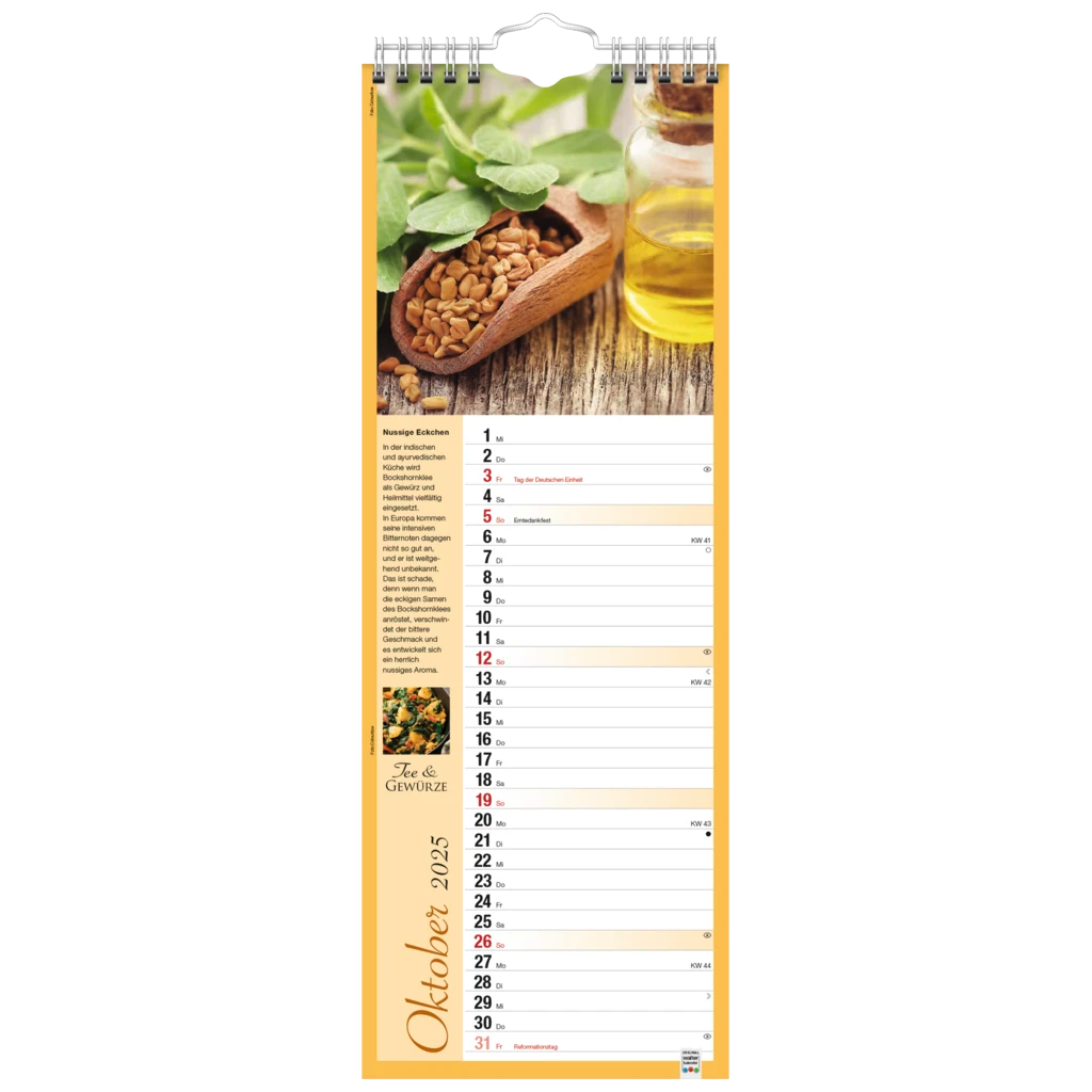 Bildkalender '25 „Tee und Gewürze“ | 155×428 mm