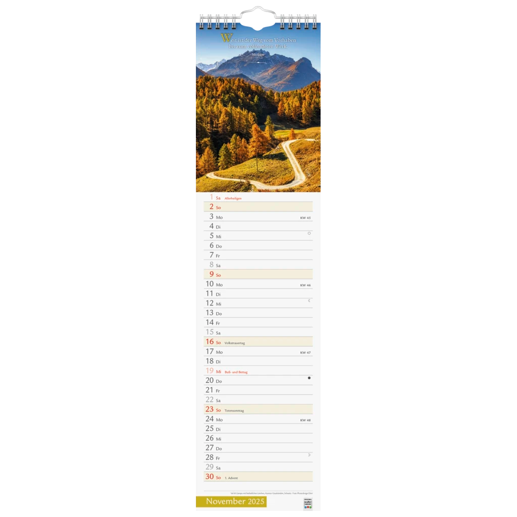 Bildkalender '25 „Wege mit Weitblick“ | 120×470 mm