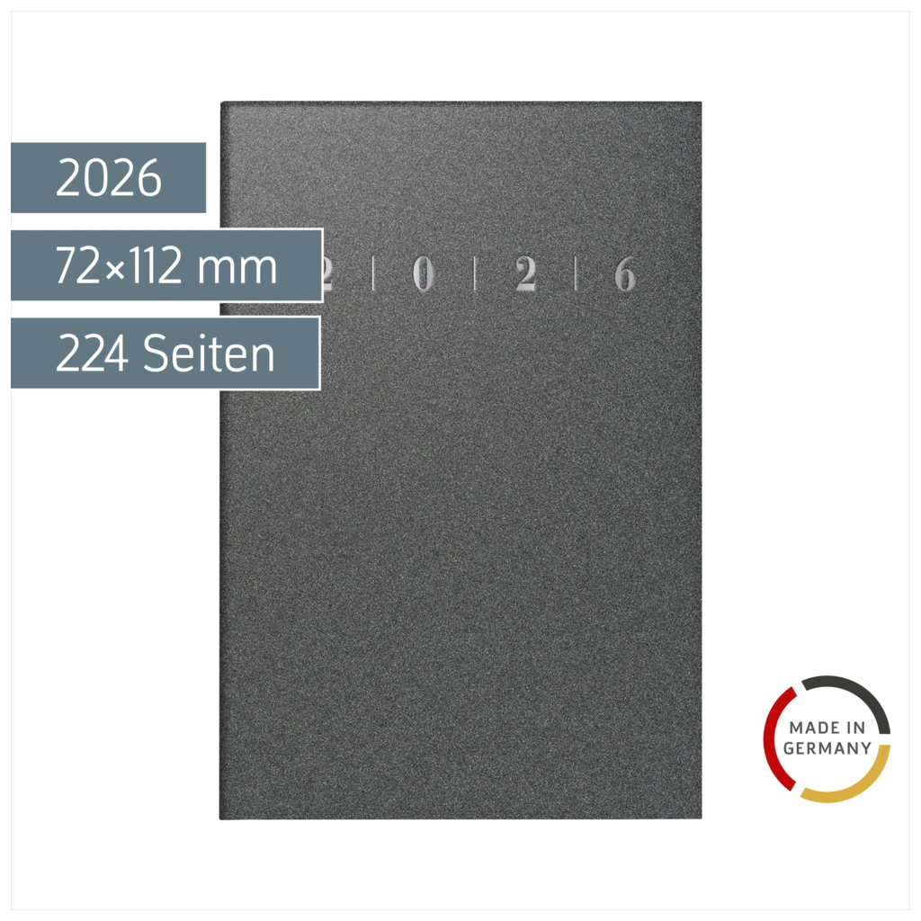 Taschenkalender Mod. partner/Industrie I 2026 | A7, Kunststoff, anthrazit