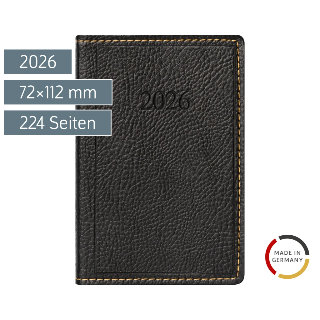 Taschenkalender Mod. partner/Industrie I 2026 | A7, Kunstleder, schwarz