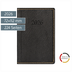 Taschenkalender Mod. partner/Industrie I 2026 | A7, Kunstleder, schwarz