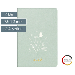Taschenkalender Mod. partner/Industrie I 2026 „Wild Flowers“ | A7, Textil