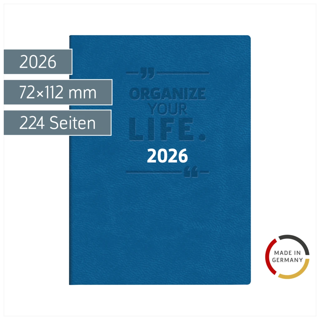 Taschenkalender Mod. partner/Industrie I 2026 „Organize“ | A7, Kunstleder