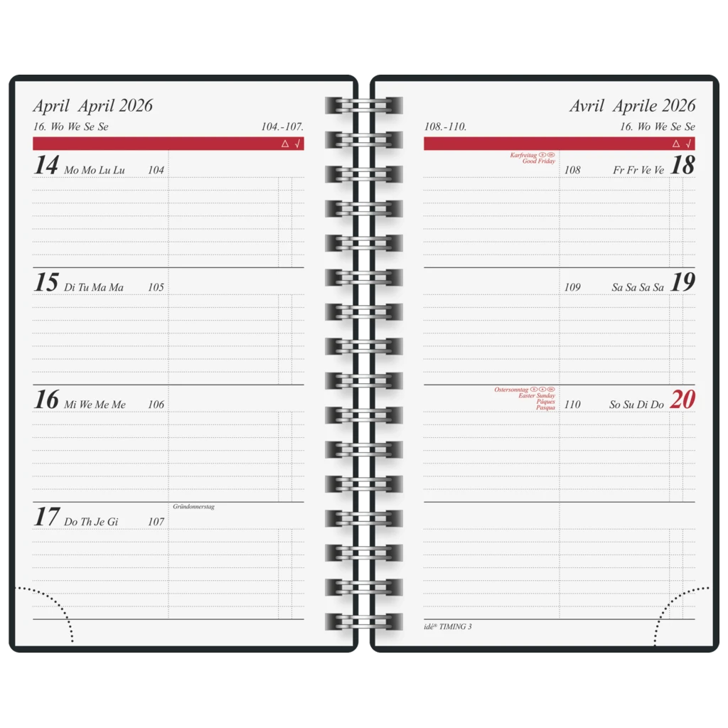 Taschenkalender Mod. Timing 3 2026 „Confetti“ | A7, Kunststoff