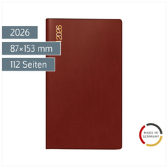 Taschenkalender Mod. TM 15 2026 | A6, Kunststoff, bordeaux