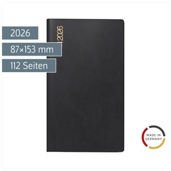 Taschenkalender Mod. TM 15 2026 | A6, Kunststoff, schwarz