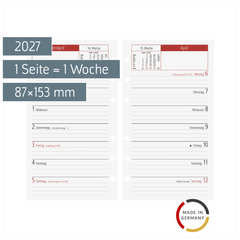 Wochen-Ersatzkalendarium Mod. TM 15 2027 | 87×153 mm