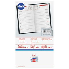 Taschenkalender Mod. TM 15 2026 | A6, Kunstleder, schwarz