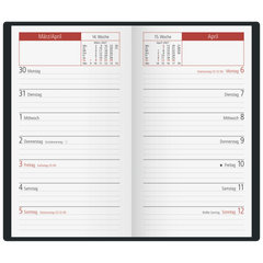 Taschenkalender Mod. TM 15 2027 | A6, Kunstleder, schwarz