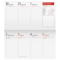 Wochen-Ersatzkalendarium TM 17/contacter 2026 | 153×87 mm, Karton, weiß
