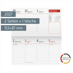 Wochen-Ersatzkalendarium TM 17/contacter 2027 | 153×87 mm, Karton, weiß