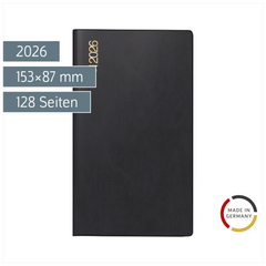 Taschenkalender Mod. TM 17/contacter 2026 | A6 quer, Kunststoff, schwarz