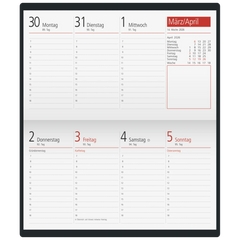 Taschenkalender Mod. TM 17/contacter 2026 | A6 quer, Kunststoff, schwarz