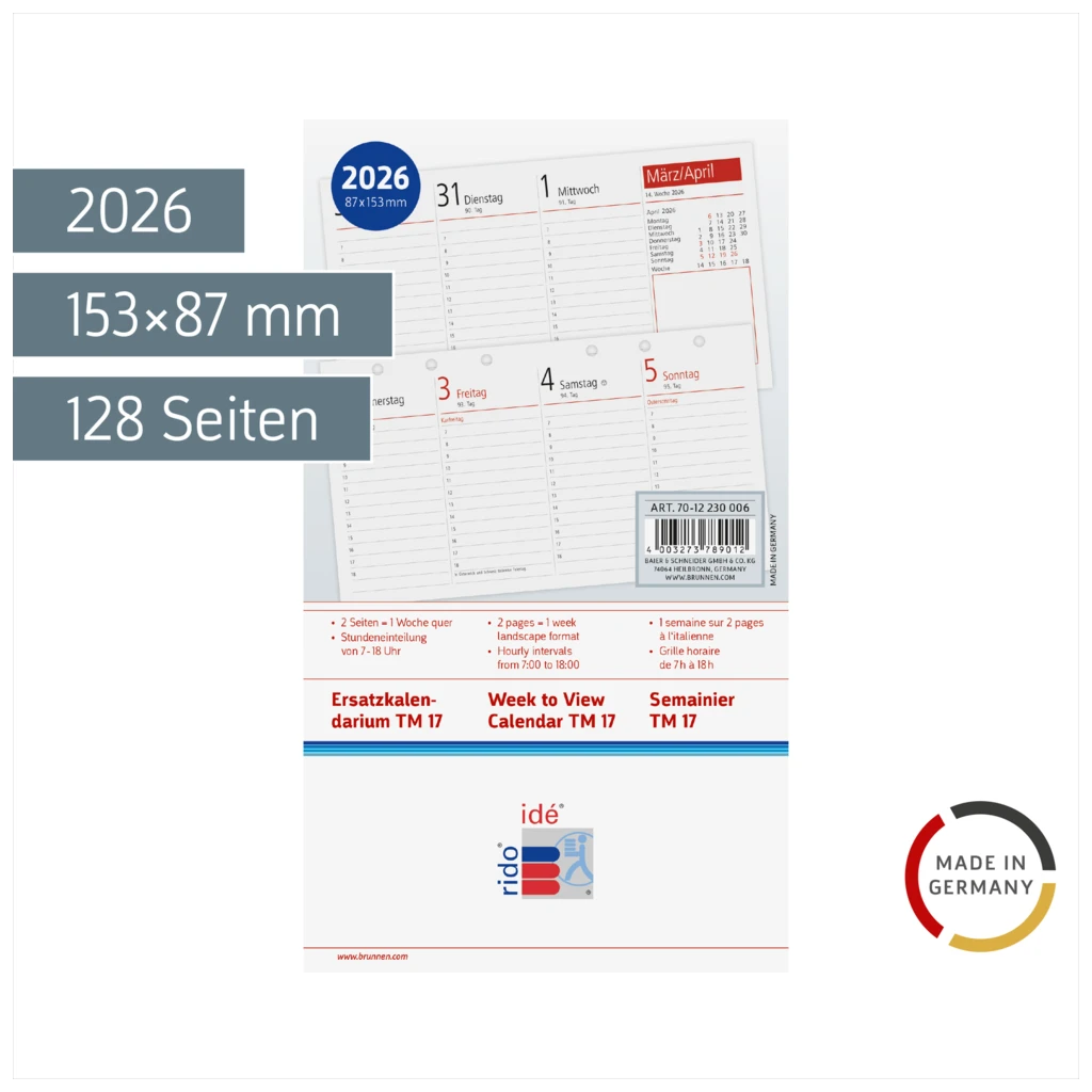 Wochen-Ersatzkalendarium TM 17/contacter 2026 | 153×87 mm