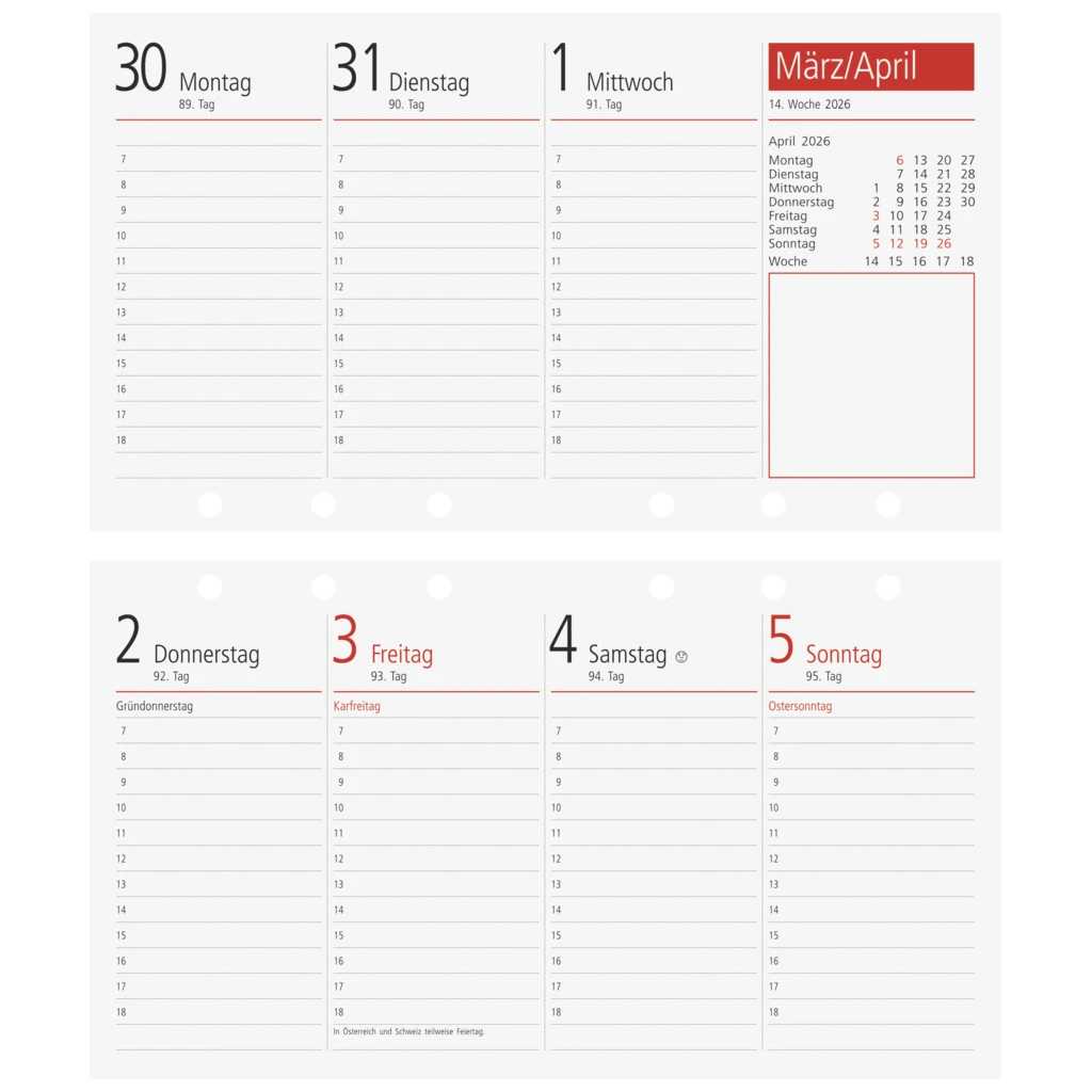 Wochen-Ersatzkalendarium TM 17/contacter 2026 | 153×87 mm