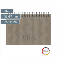 Taschenkalender Mod. TM 17/contacter 2026 | A6 quer, Kunstleder, grau