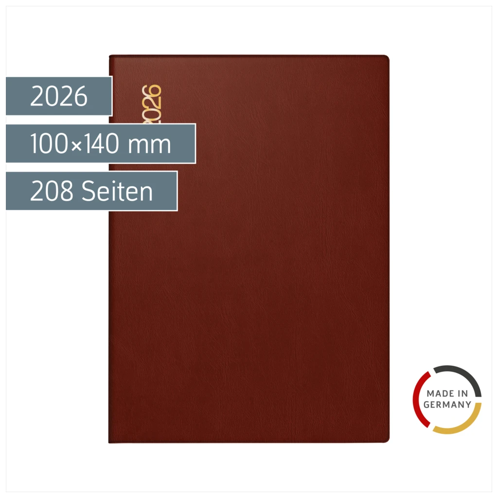 Taschenkalender Mod. perfect/Technik I 2026 | A6, Kunststoff, bordeaux