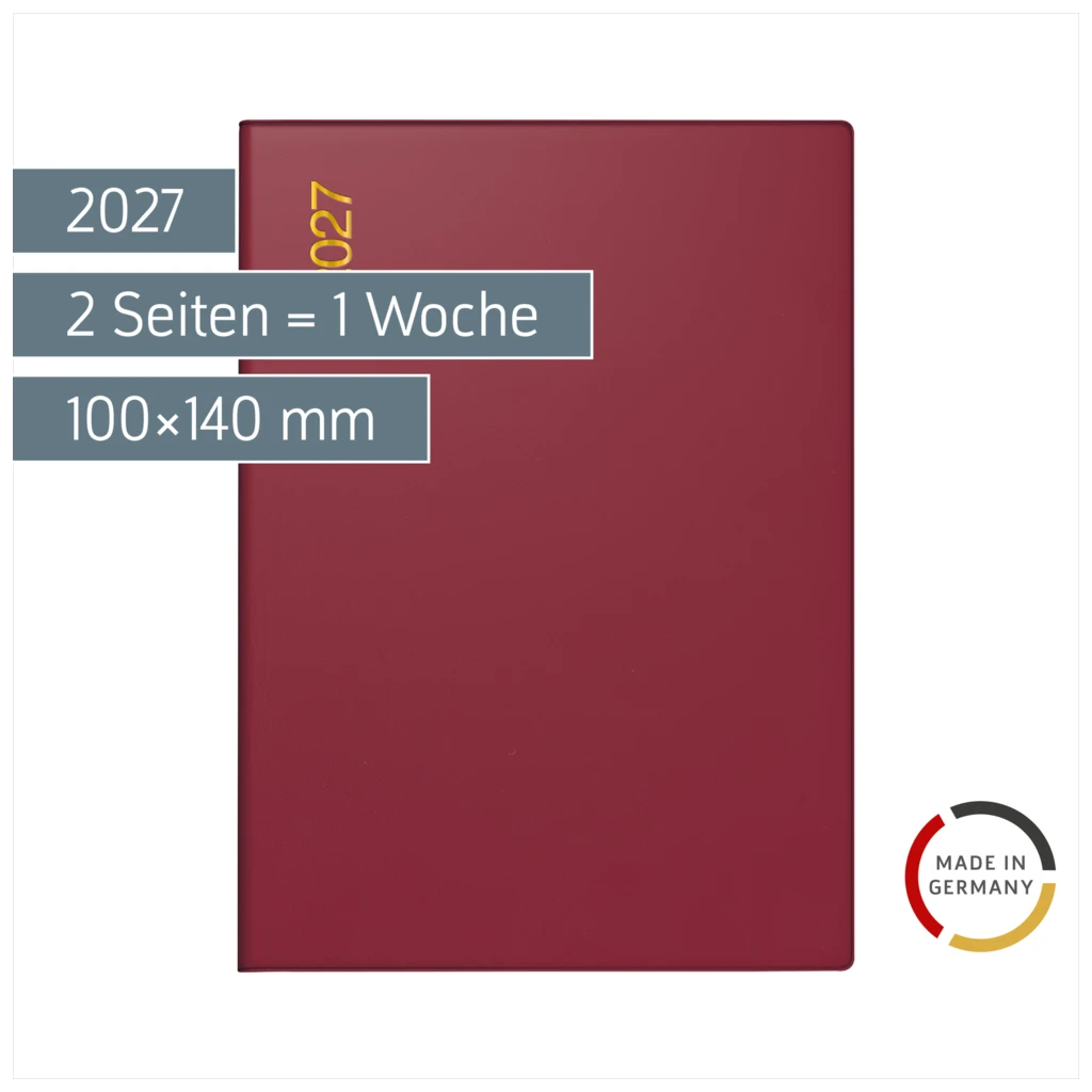 Taschenkalender Mod. perfect/Technik I 2027 | A6, Kunststoff, bordeaux