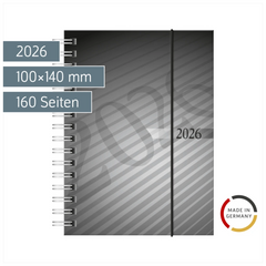 Taschenkalender Mod. perfect/Technik I 2026 | A6, Kunststoff, anthrazit