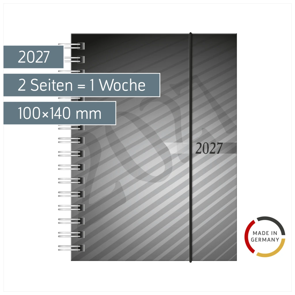 Taschenkalender Mod. perfect/Technik I 2027 | A6, Kunststoff, anthrazit