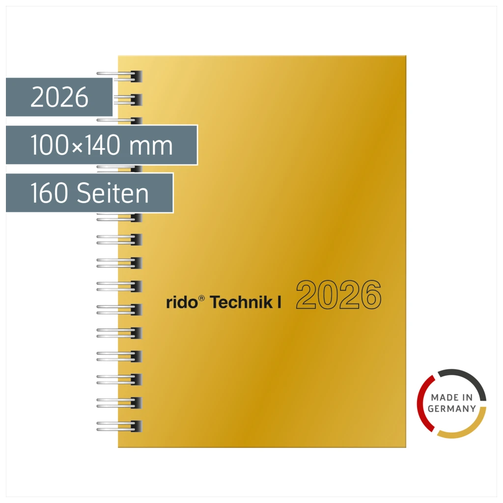 Taschenkalender Mod. perfect/Technik I 2026 | A6, Karton, gold
