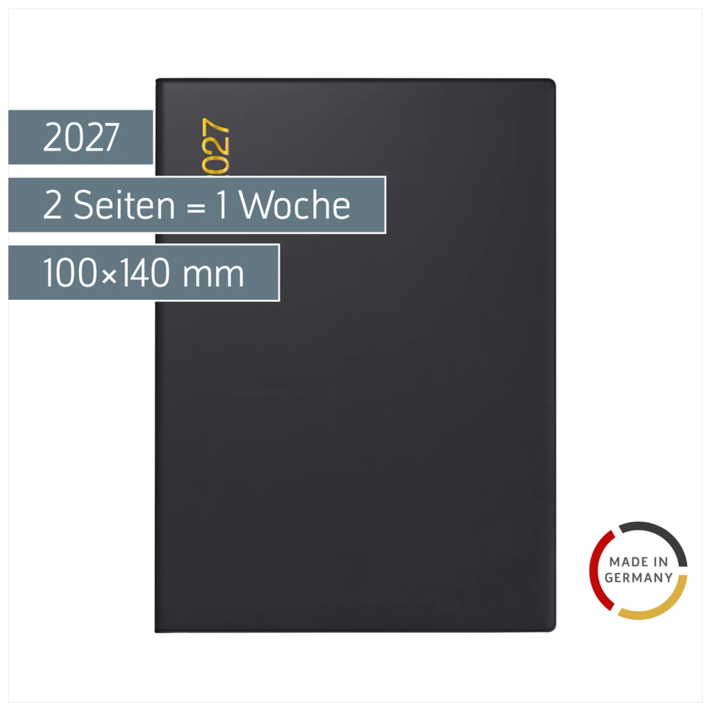 Taschenkalender Mod. perfect/Technik I 2027 | A6, Kunststoff, schwarz