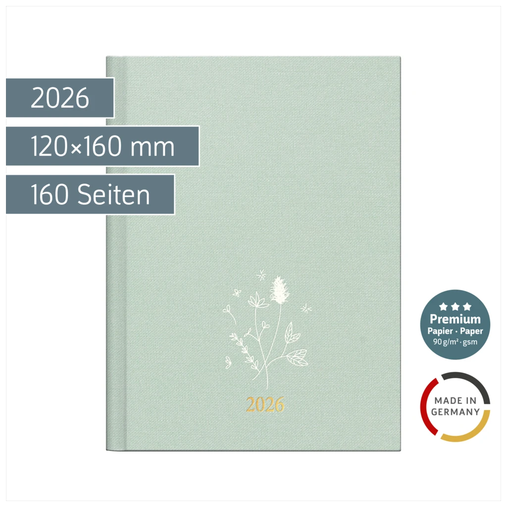 Taschenkalender Premium Young Line Mini 2026 „Wild Flowers“ | A6, Textil
