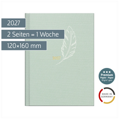 Taschenkalender Premium Young Line Mini 2027 „Feather“ | A6, Textil