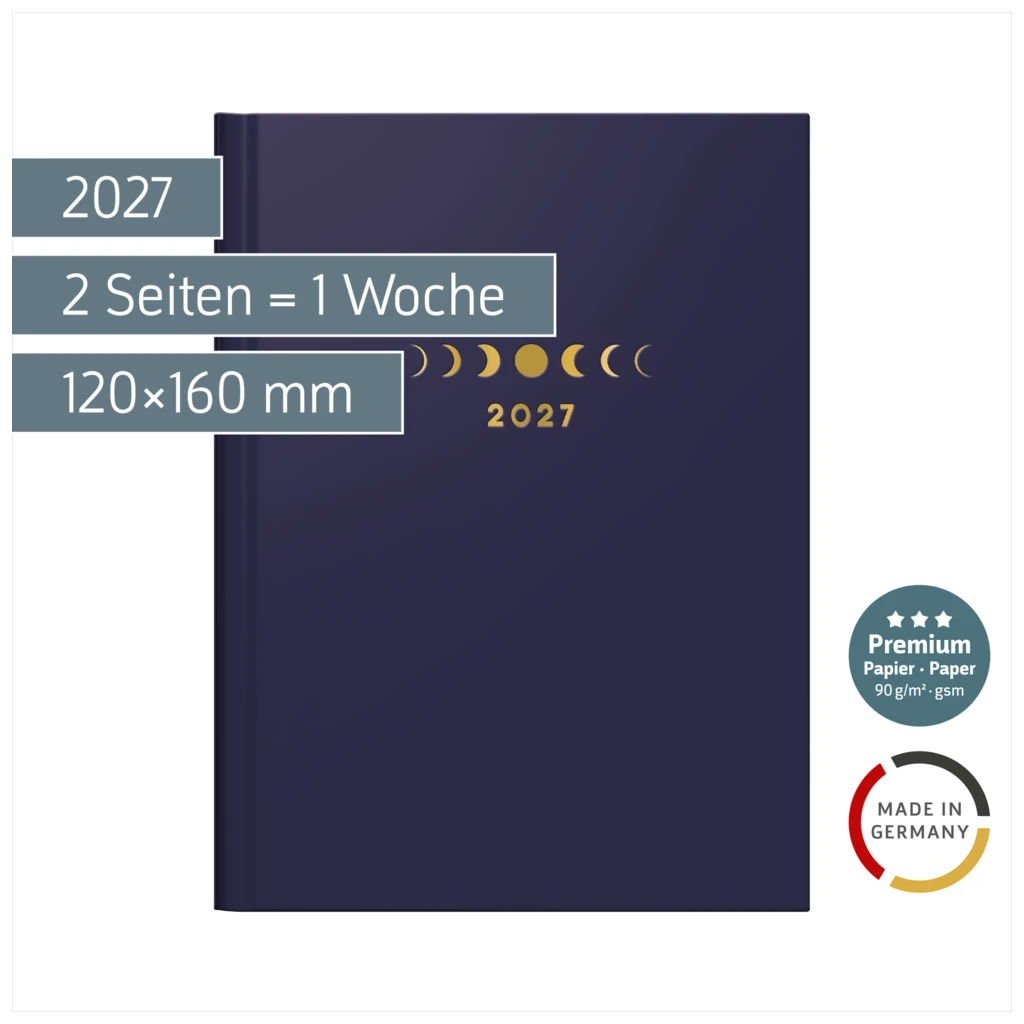 Taschenkalender Premium Young Line Mini 2027 „Moon“ | A6, Papier