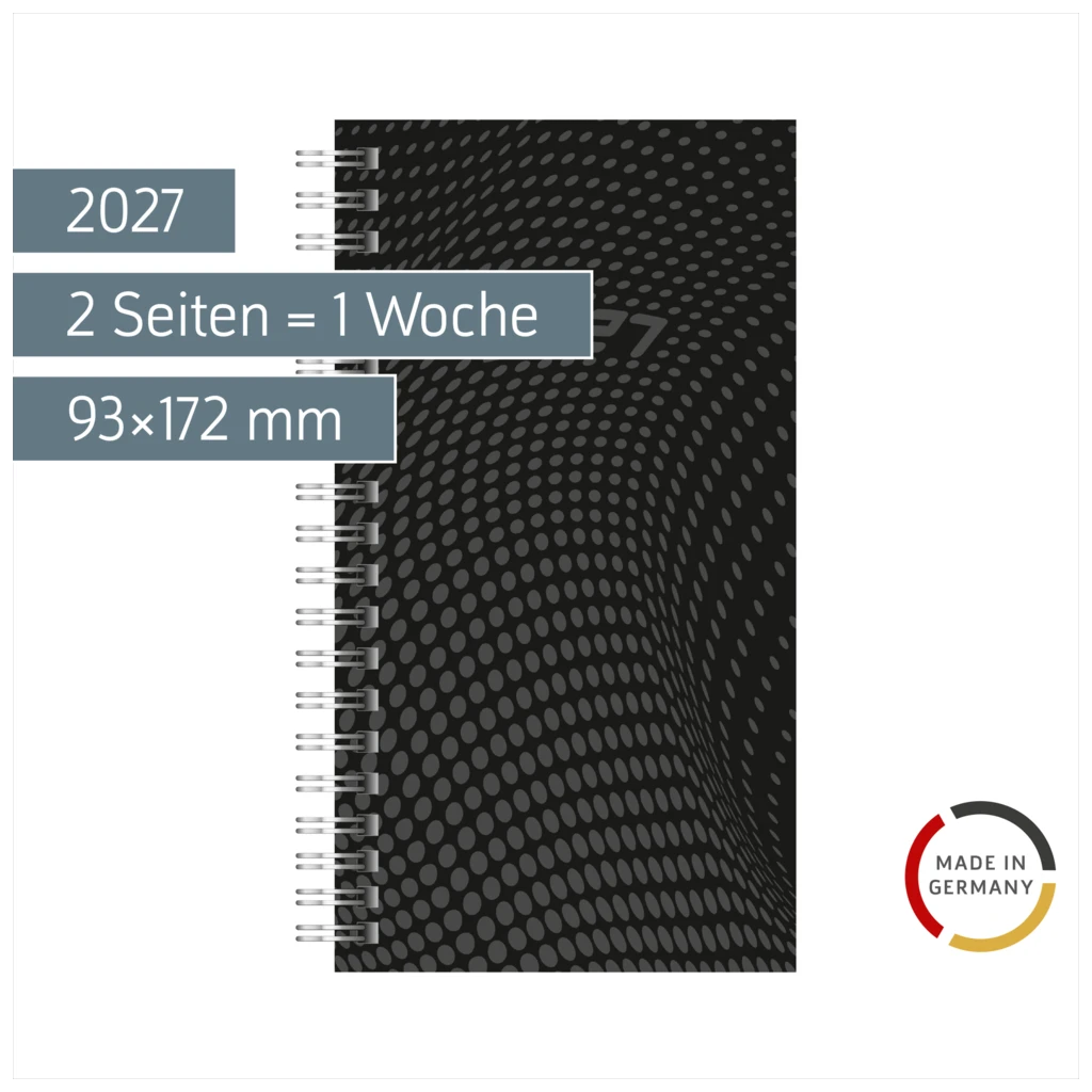 Taschenkalender Mod. Timing 2 2027 | A6, Kunststoff, schwarz
