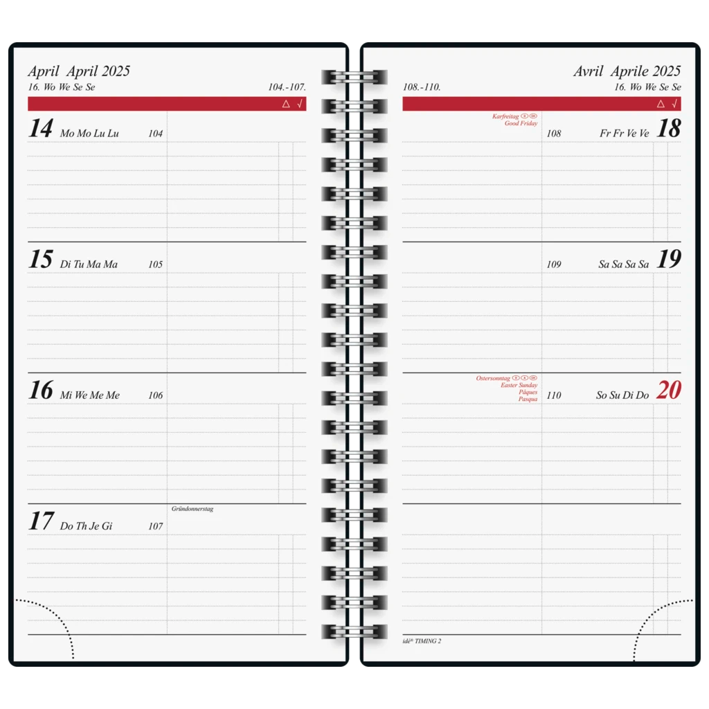 Taschenkalender Mod. Timing 2 '25 | A6, Karton, goldfarben