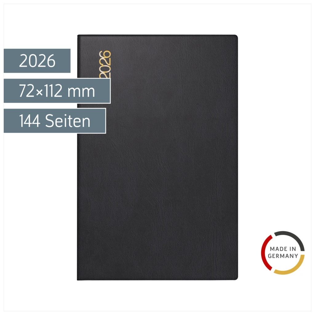 Taschenkalender Mod. partner/Industrie I 2026 | A7, Kunststoff, schwarz