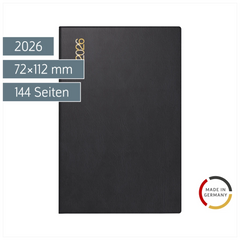 Taschenkalender Mod. partner/Industrie I 2026 | A7, Kunststoff, schwarz