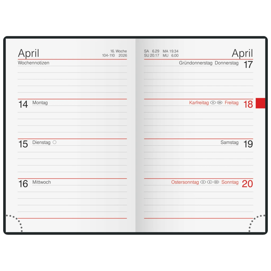 Taschenkalender Mod. partner/Industrie I 2026 | A7, Kunststoff, sortiert