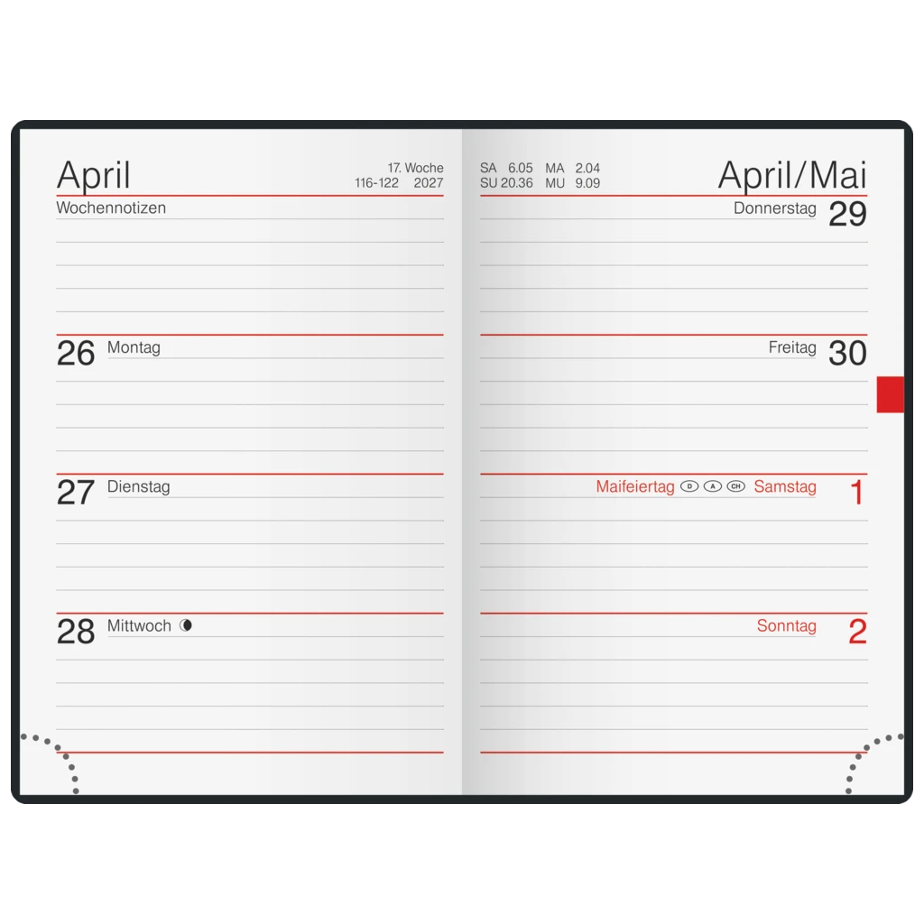 Taschenkalender Mod. partner/Industrie I 2027 | A7, Leder, dunkelrot
