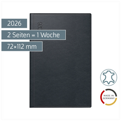 Taschenkalender Mod. partner/Industrie I 2026 | A7, Leder, schwarz