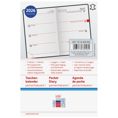Taschenkalender Mod. partner/Industrie I 2026 | A7, Leder, schwarz
