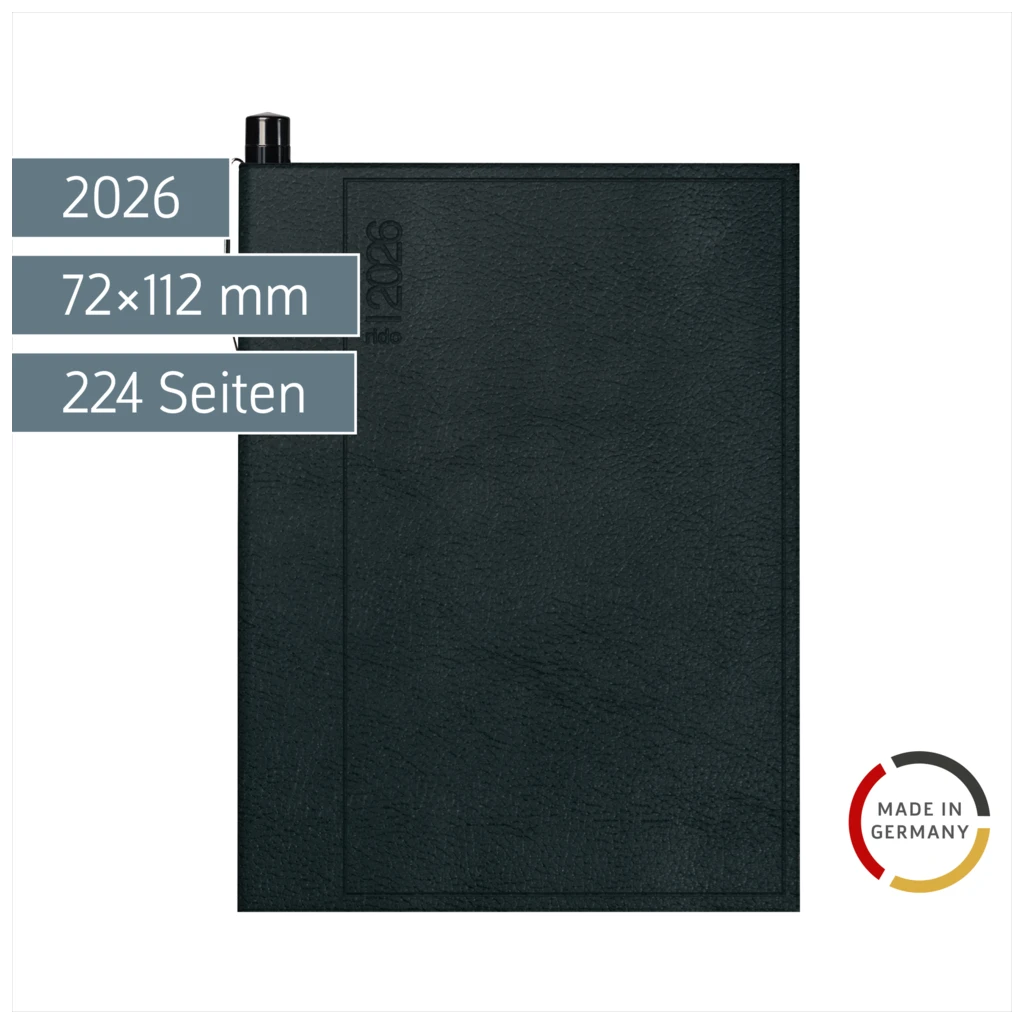 Taschenkalender Mod. partner/Industrie I 2026 | A7, Kunststoff, schwarz