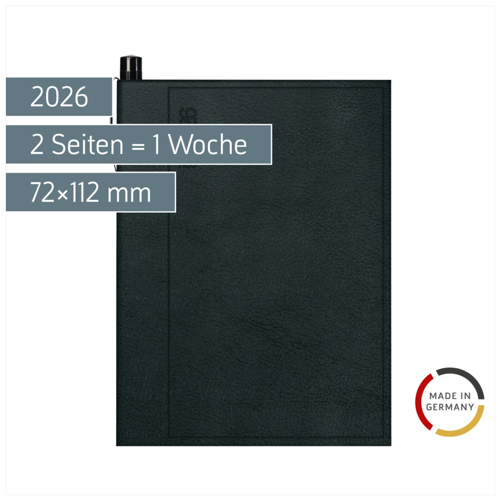 Taschenkalender Mod. partner/Industrie I 2026 | A7, Kunststoff, schwarz