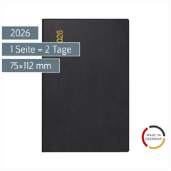 Taschenkalender Mod. Industrie II 2026 | A7, Kunststoff, schwarz
