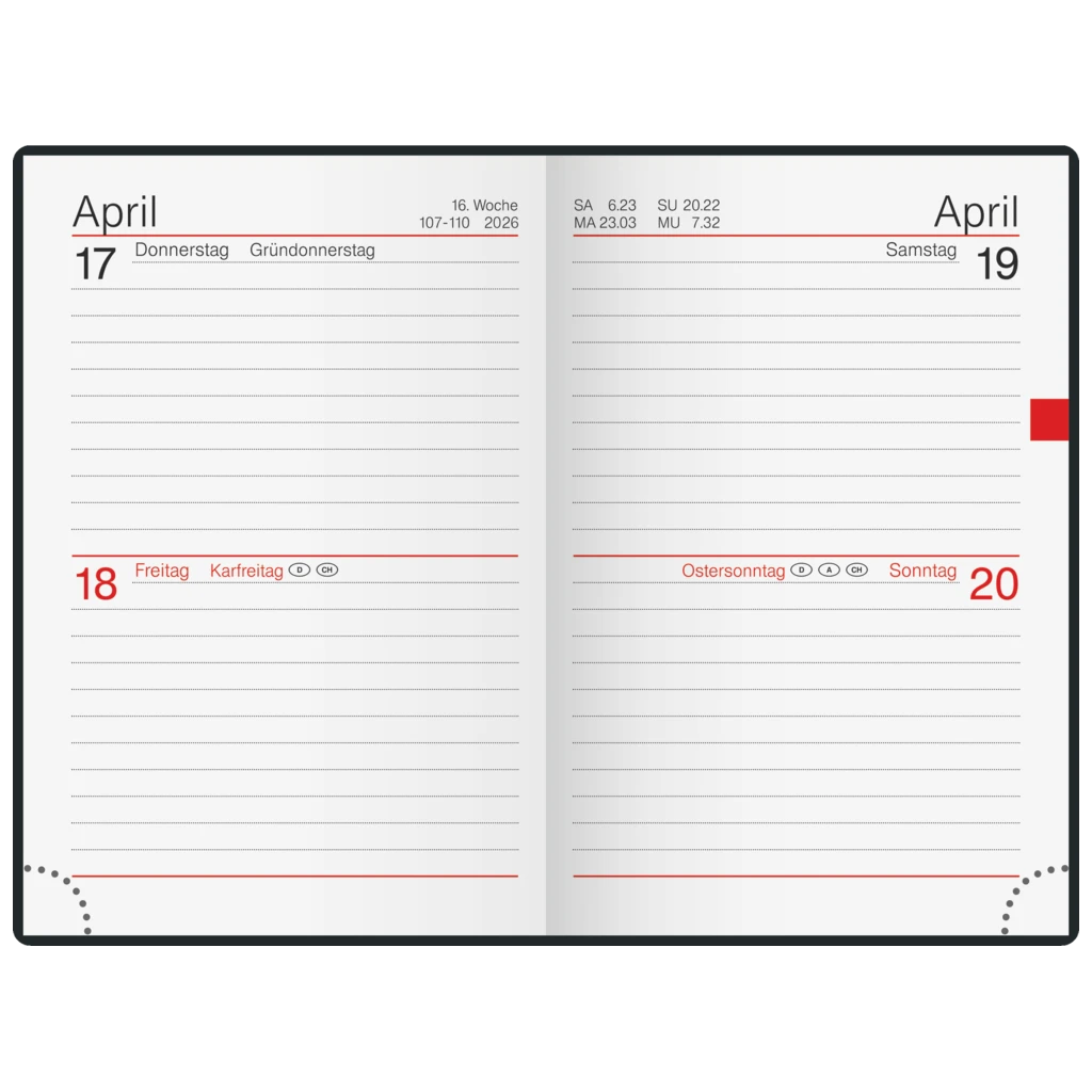 Taschenkalender Mod. Industrie II 2026 | A7, Kunststoff, schwarz